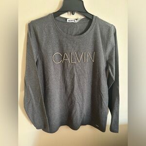 Calvin Klein Sweater Pullover Grey Heather
Embroidered Spellout Logo Size M